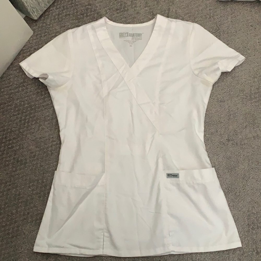White scrub top